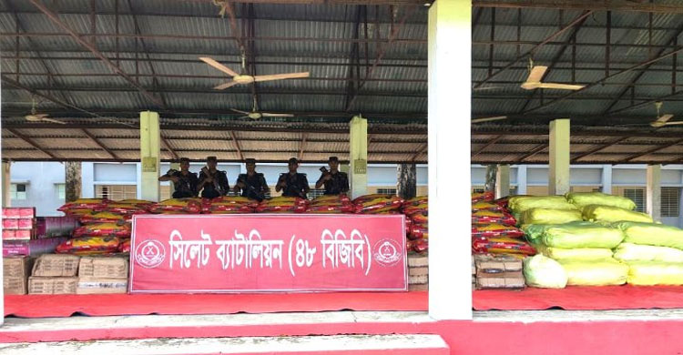 সিলেট সীমান্তে ৪৮ বিজিবির অভিযানে ১ কোটি ৯০ লাখ টাকার চোরাচালানী মালামাল আটক