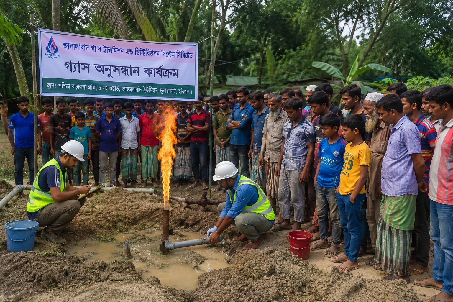 চুনারুঘাটে ভূগর্ভস্থ গ্যাসের সম্ভাব্য সন্ধান, এলাকায় কৌতূহল