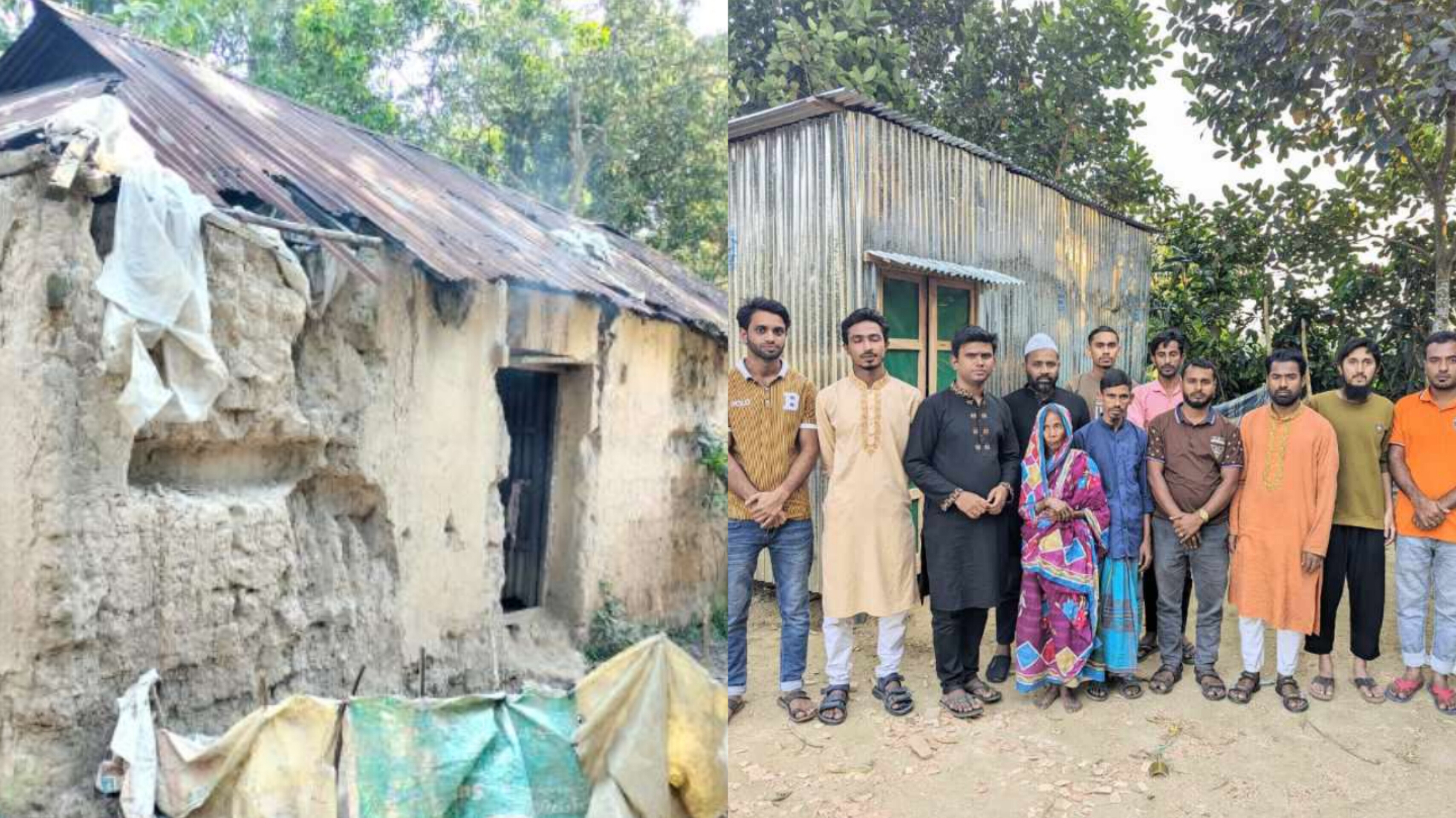 হবিগঞ্জের মাধবপুরের একঝাঁক তরুণদের প্রচেষ্টায় গৃহহীন মায়ের গৃহ নির্মাণ