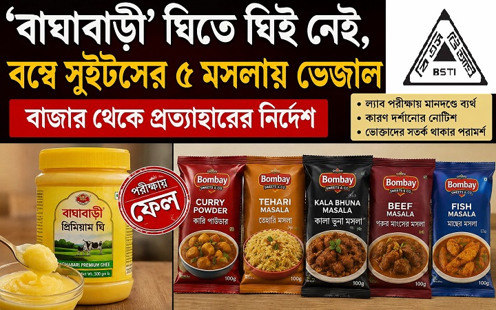 &lsquo;বাঘাবাড়ী&rsquo; ঘিতে ঘিই নেই, বম্বে সুইটসের ৫ মসলায় ভে/জা/ল
